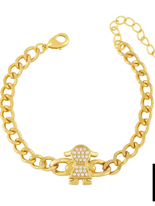 B Brass Cubic Zirconia Star Trend Hollow Chain Bracelet