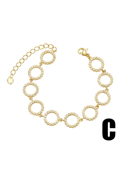 C Brass Cubic Zirconia Heart Vintage Bracelet
