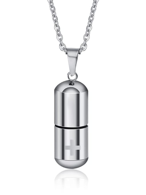 Steel Pendant and 50cm Chain Titanium Steel Pill Perfume Bottle Pendant Pendant Necklace For Men