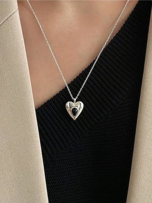 Boomer Cat 925 Sterling Silver Acrylic Heart Minimalist Necklace 1