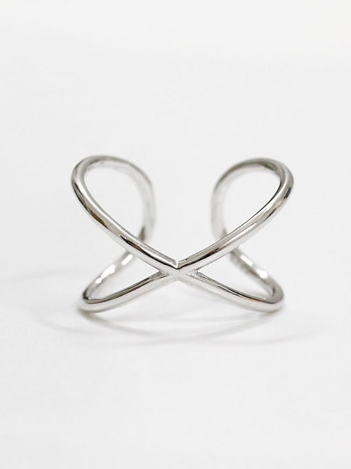 DAKA 925 sterling silver line crossing minimalist Free Size Band Ring 2