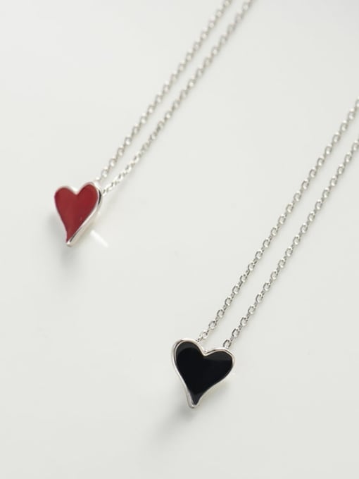 XBOX 925 Sterling Silver Enamel Heart Minimalist  Pendant Necklace 1