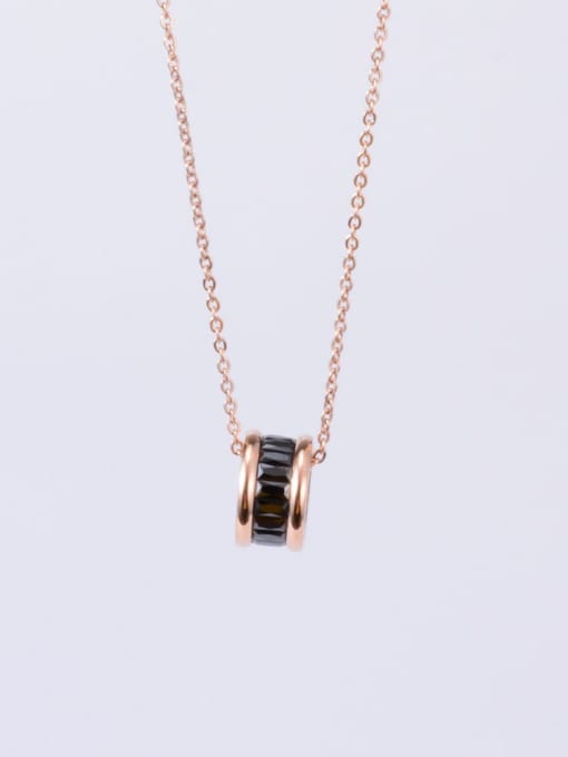 Calender chain rose gold black Titanium Cubic Zirconia Multi Color Round Minimalist Choker Necklace