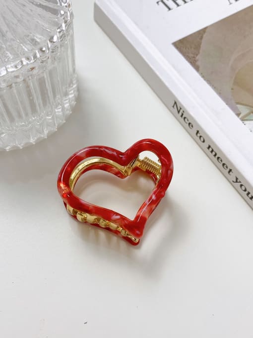 Heart ruby 4.3cm Cellulose Acetate Minimalist Heart Alloy Jaw Hair Claw
