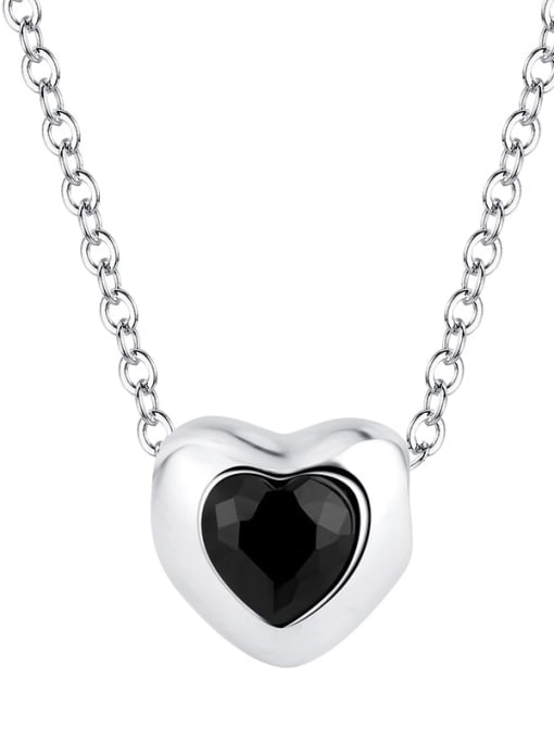 KDP-Silver 925 Sterling Silver Cubic Zirconia Heart Minimalist Necklace 4