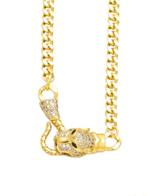 A Brass Cubic Zirconia Leopard Hip Hop Necklace
