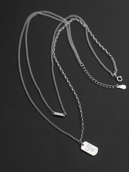 Rosh 925 Sterling Silver Geometric Minimalist Multi Strand Necklace 2