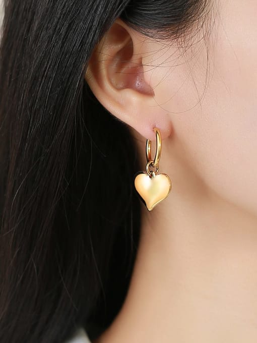 CONG Titanium Steel Heart Minimalist Huggie Earring 1