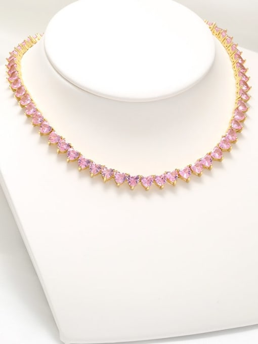 ROSS Brass Cubic Zirconia Pink Heart Necklace 1