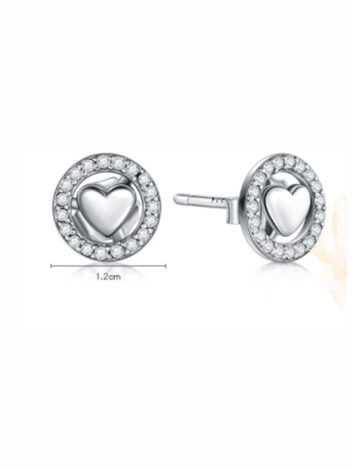 MODN 925 Sterling Silver Cubic Zirconia Heart Classic Stud Earring 2