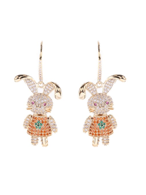 Luxu Brass Cubic Zirconia Rabbit Luxury Cluster Earring