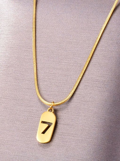 A TEEM Titanium Steel Number “7”Minimalist  Pendant Necklace 1