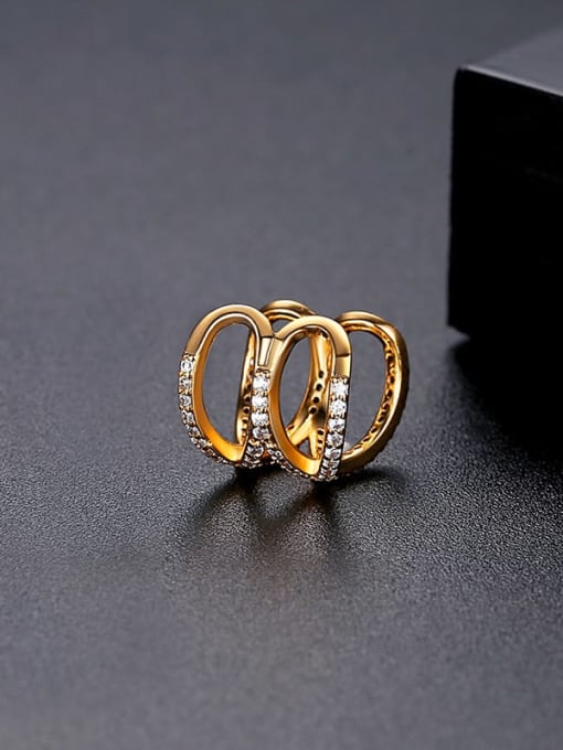 E20112015 Rose gold Brass Rhinestone Geometric Minimalist Single Earring