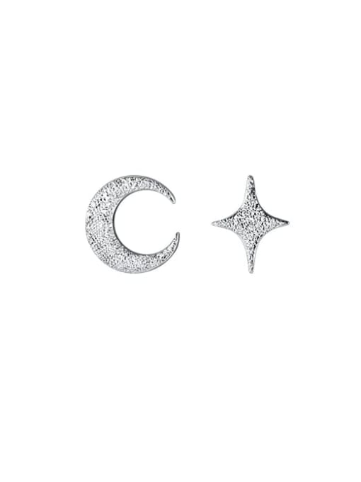 Rosh 925 Sterling Silver Star  Moon Minimalist Stud Earring 0