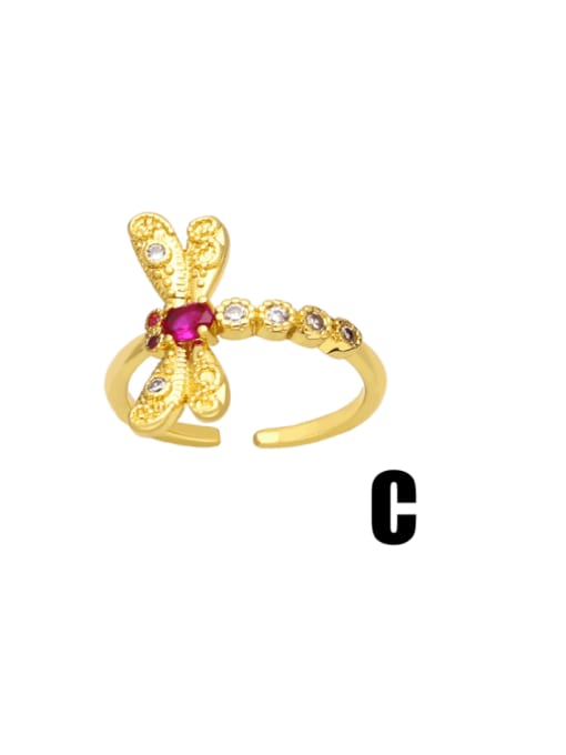 CC Brass Cubic Zirconia Dragonfly Vintage Band Ring 3