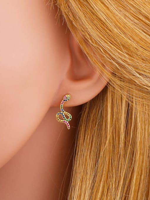 CC Brass Cubic Zirconia Snake Vintage Stud Earring 1