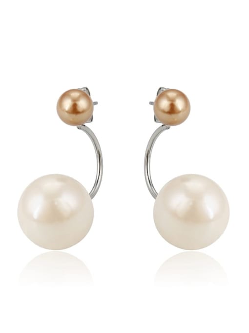 champagne Stainless steel Imitation Pearl Geometric Minimalist Stud Earring