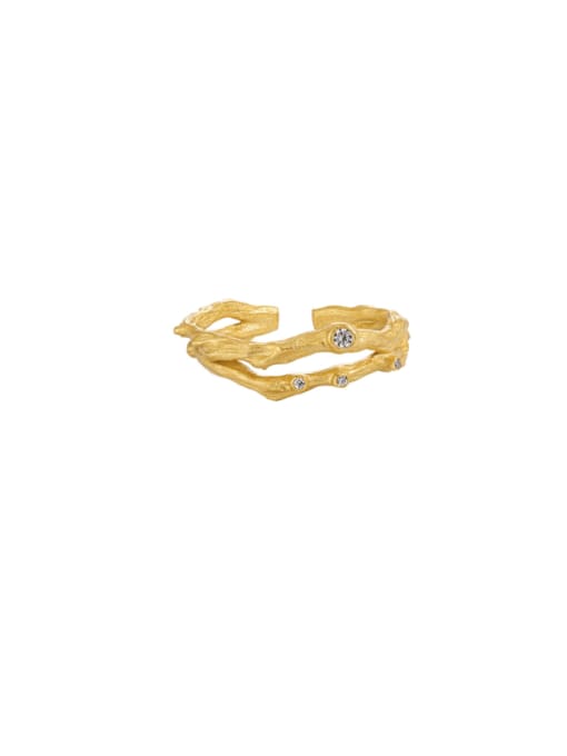 Burn 18K gold white stone 925 Sterling Silver Cubic Zirconia Irregular Vintage Stackable Ring