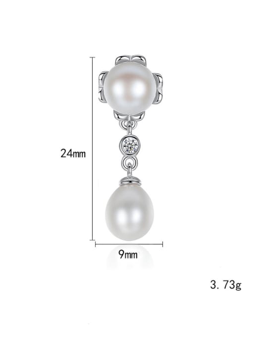 CCUI 925 Sterling Silver Freshwater Pearl White Flower Trend Drop Earring 4