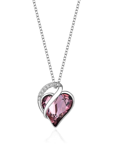 JYXZ 023 (Violet) 925 Sterling Silver Austrian Crystal Heart Classic Necklace