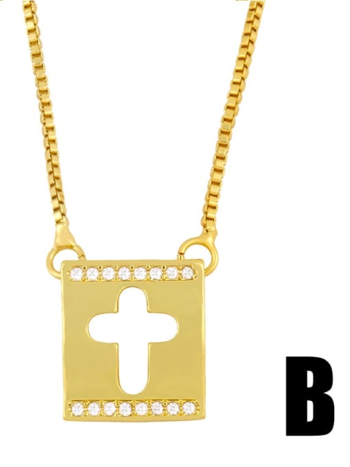 CC Copper Rhinestone Heart Minimalist  Cross Pendant Necklace 2