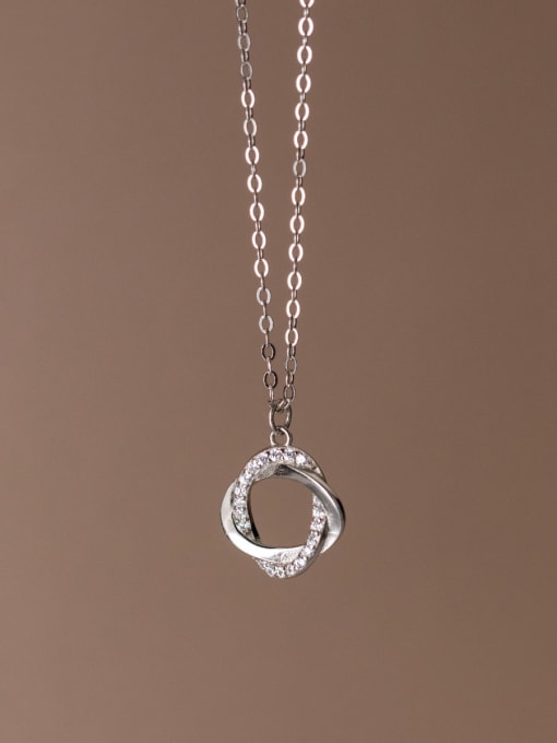 silver 925 Sterling Silver Cubic Zirconia Geometric Minimalist Necklace