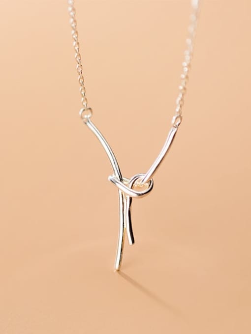 Rosh 925 sterling silver simple fashion Knot Pendant Necklace 1
