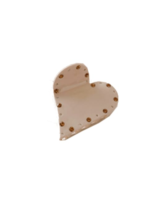 Beige 7.2cm Cellulose Acetate Cute Heart Jaw Hair Claw