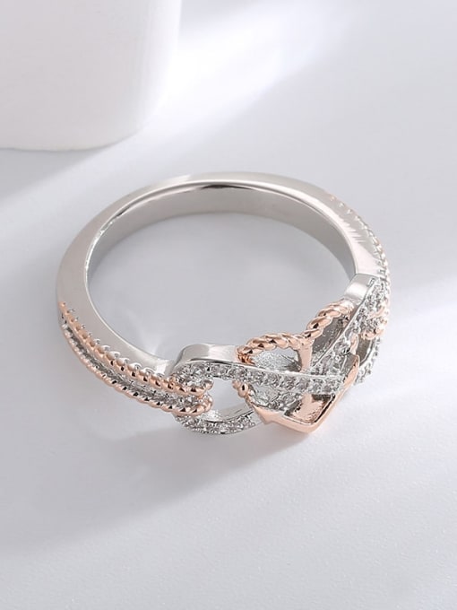 CHARME Brass Cubic Zirconia Heart Minimalist Band Ring 2