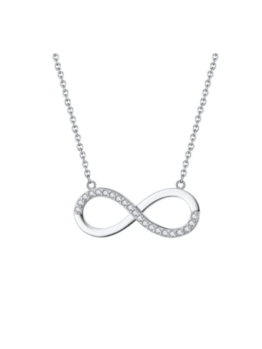 silvery 925 Sterling Silver Cubic Zirconia Number Minimalist Necklace