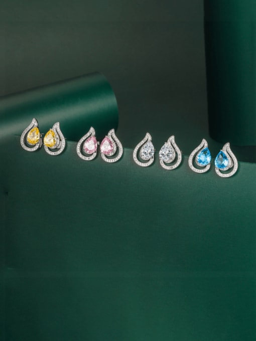 X&S Brass Cubic Zirconia Multi Color Water Drop Dainty Stud Earring 0