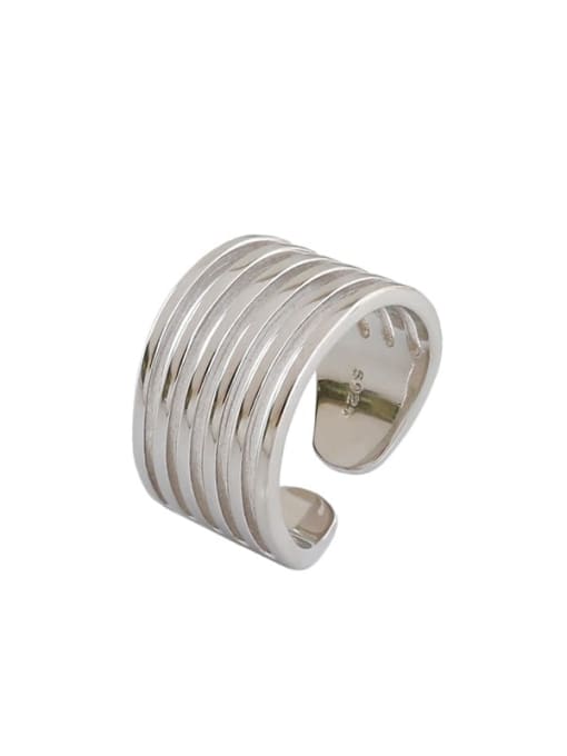 DAKA 925 Sterling Silver Irregular Minimalist  Free Size Band Ring 0