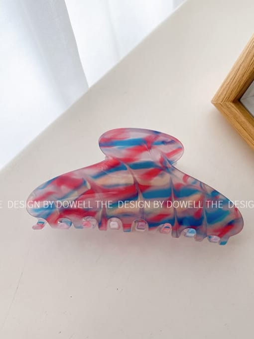 Blue red stripe 10.2cm Cellulose Acetate Trend Irregular Alloy Multi Color Jaw Hair Claw
