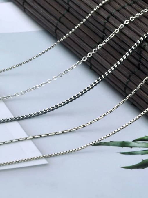 SHUI 925 Sterling Silver With Antique Silver Plated Simplistic Chain Necklaces 1