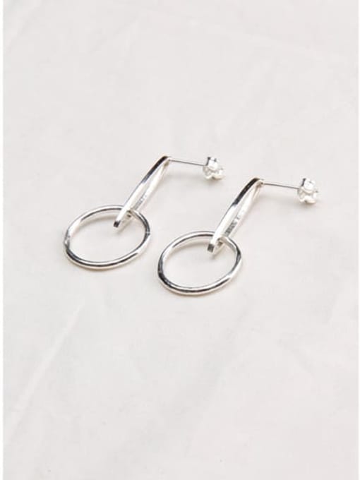 Boomer Cat 925 Sterling Silver Hollow Round  Minimalist Drop Earring 0