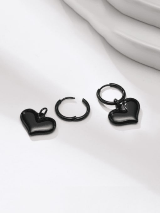 CONG Titanium Steel Heart Minimalist Huggie Earring 3