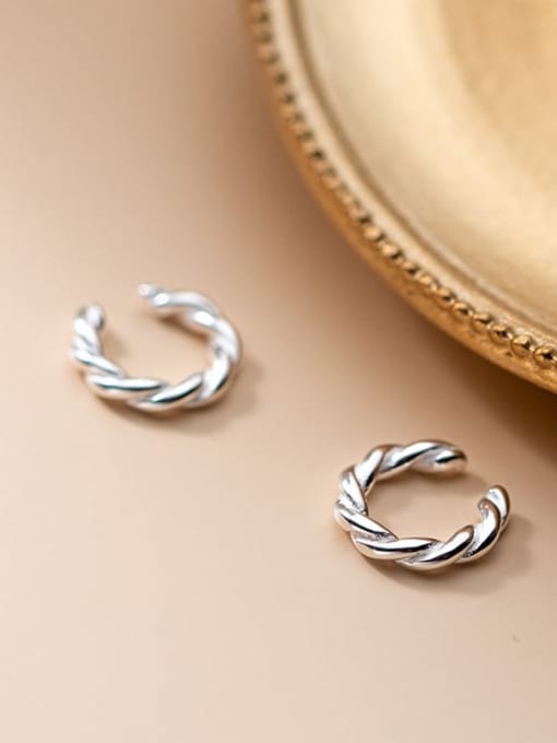 Rosh 925 Sterling Silver Twist Geometric Minimalist Clip Earring 0