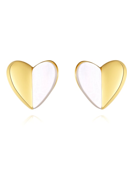CCUI 925 Sterling Silver Shell Heart Minimalist Stud Earring 0