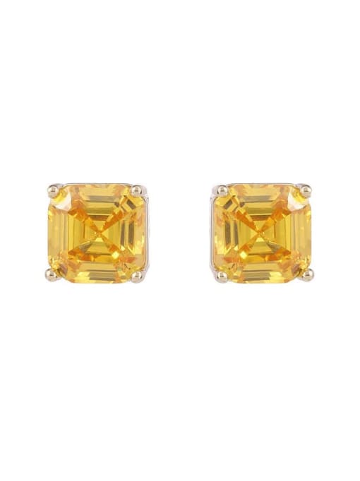 Luxu Brass Cubic Zirconia Square Luxury Stud Earring 4