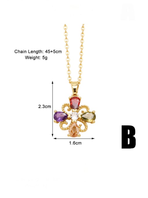 B Brass Cubic Zirconia Heart Dainty Necklace