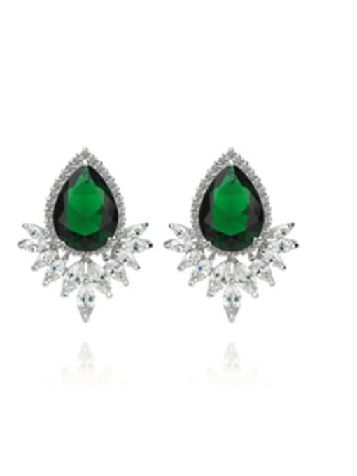 Emerald 02d03 Copper Cubic Zirconia Flower Trend Stud Earring