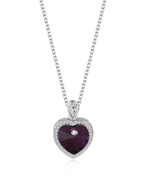 JYXZ 013 (purple) 925 Sterling Silver Austrian Crystal Heart Classic Necklace