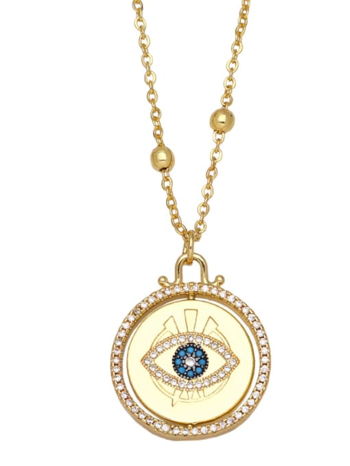 CC Brass Cubic Zirconia Evil Eye Heart Vintage Necklace 1