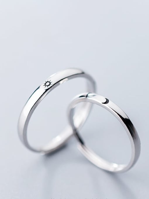 Rosh 925 Sterling Silver Minimalist  sun moon Halo Ring