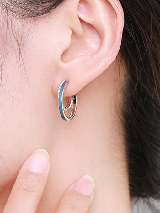 MODN 925 Sterling Silver Enamel Geometric Minimalist Stud Earring 1