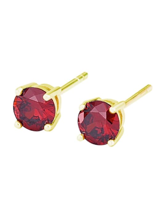Bright red gold 925 Sterling Silver Cubic Zirconia Geometric Minimalist Stud Earring