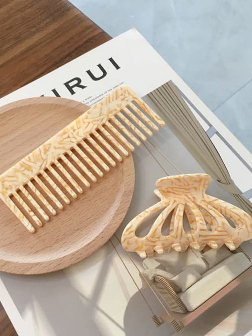 Suit stripe cream Cellulose Acetate Vintage Comb hairpin two-piece set