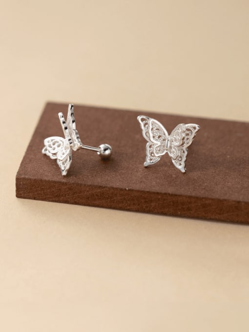 Rosh 925 Sterling Silver Hollow Butterfly Cute Stud Earring 0
