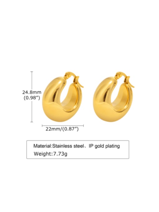 CONG Stainless steel Smooth Geometric Minimalist Huggie Earring 2