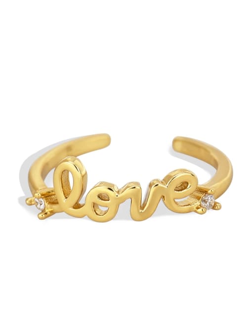 Gold letter ring Brass Letter Minimalist Band Ring